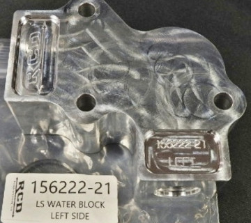 RCD-156222-21 CHEV LS  Water Block  LEFT  LS CHEVY  SOLID BILLET  W O RINGS